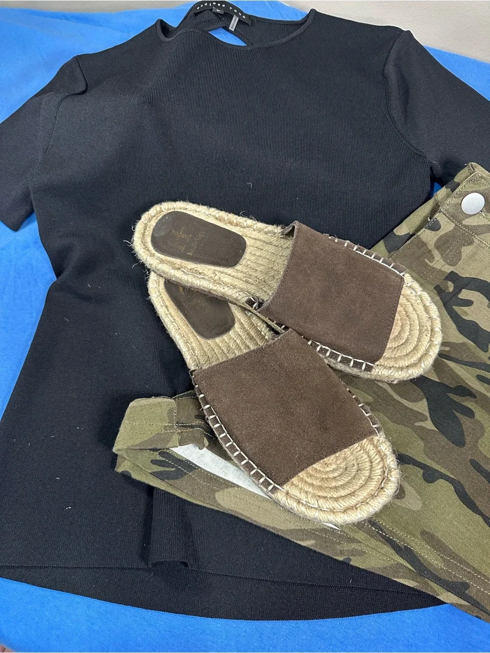 Haute Hippie North Suede Espadrille Slide Sandals Brown Size 9M EUC